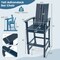 Tall Adirondack Chair Outdoor Bar Stool with Ergonomic Backrest for Backyard - 27.5" x 23" x 52" (L x W x H)